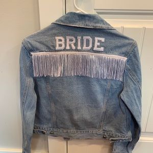Custom made BRIDE denim jacket with fringe